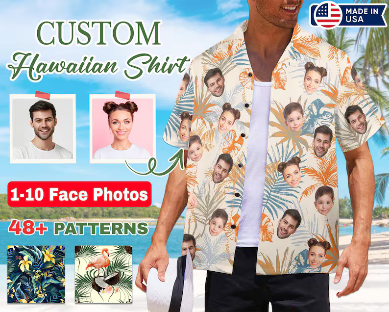Your Face Custom Hawaiian Shirt Personalized Photo Funny Aloha Button Up Gift