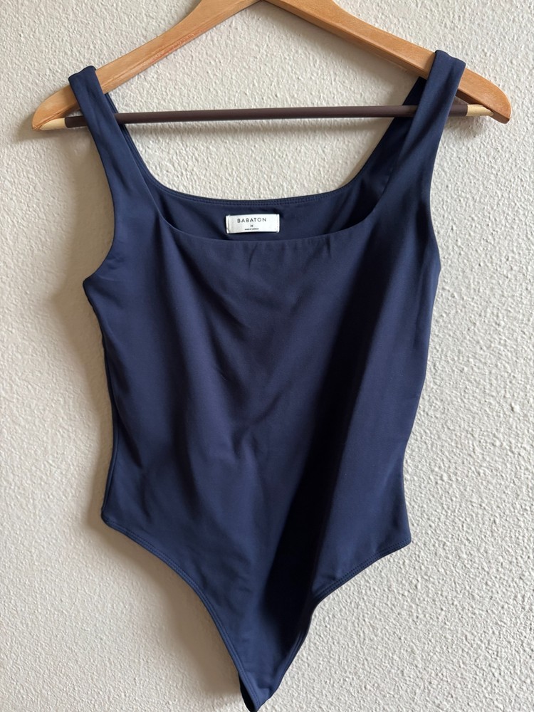Babaton Navy Blue Tank Body Suit Women's Sz Medium Shapewear EUC