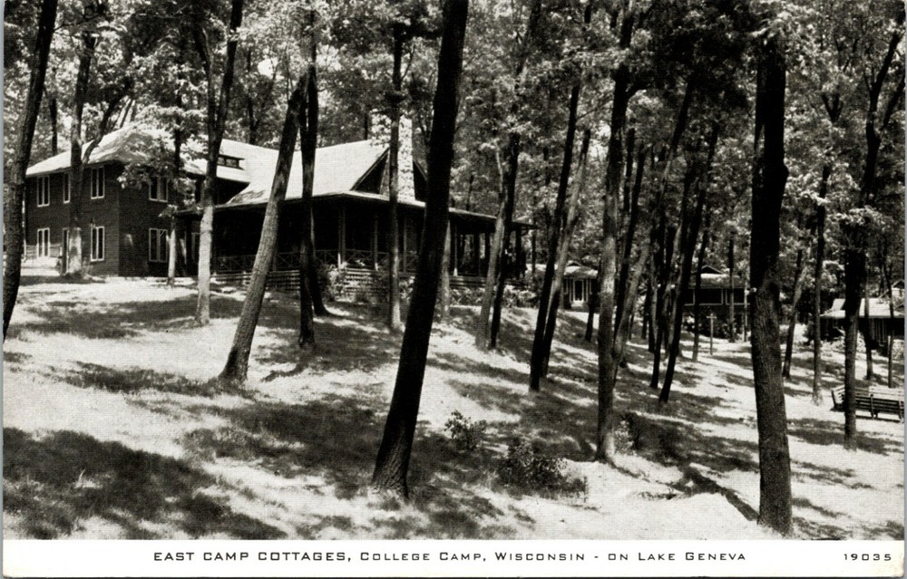 East Camp Cottages College Camp on Lake Geneva Wisconsin Vintage Postcard