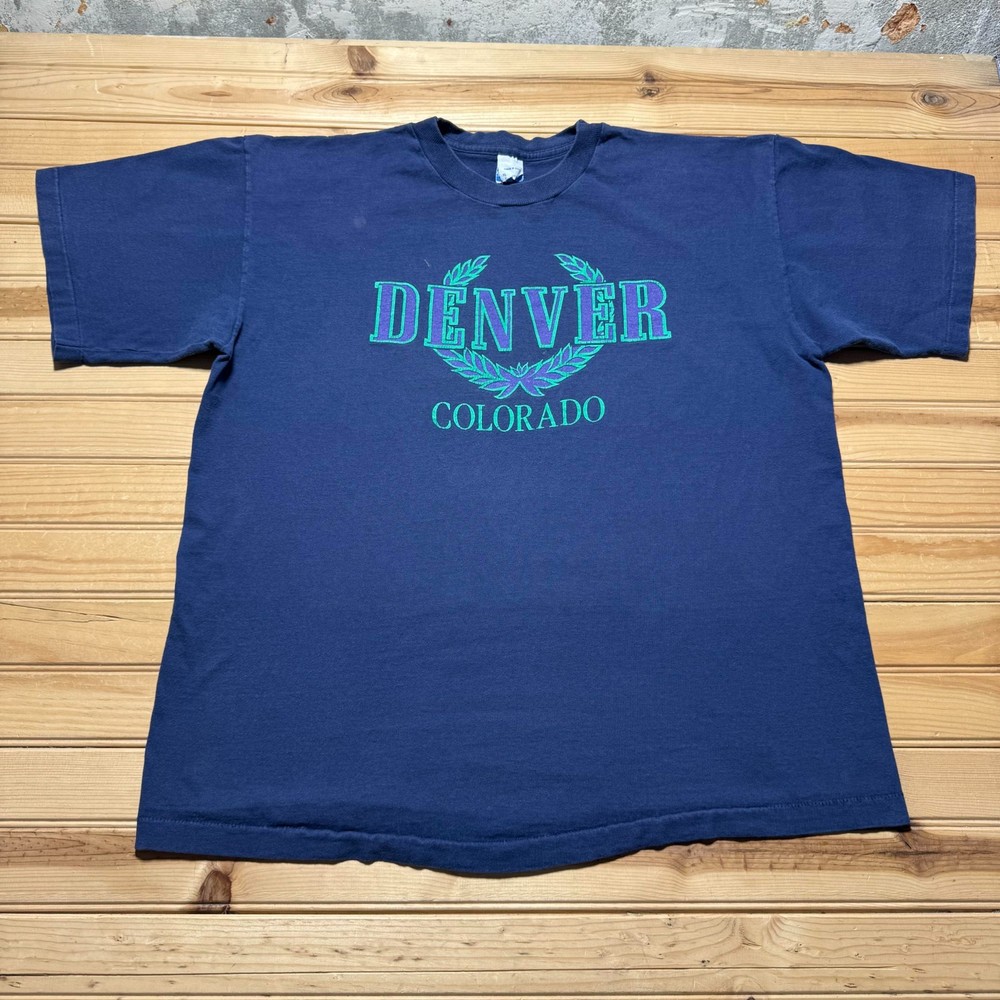 Vintage 90s Denver Colorado Laurel Single Stitch Graphic Souvenir T-Shirt USA XL