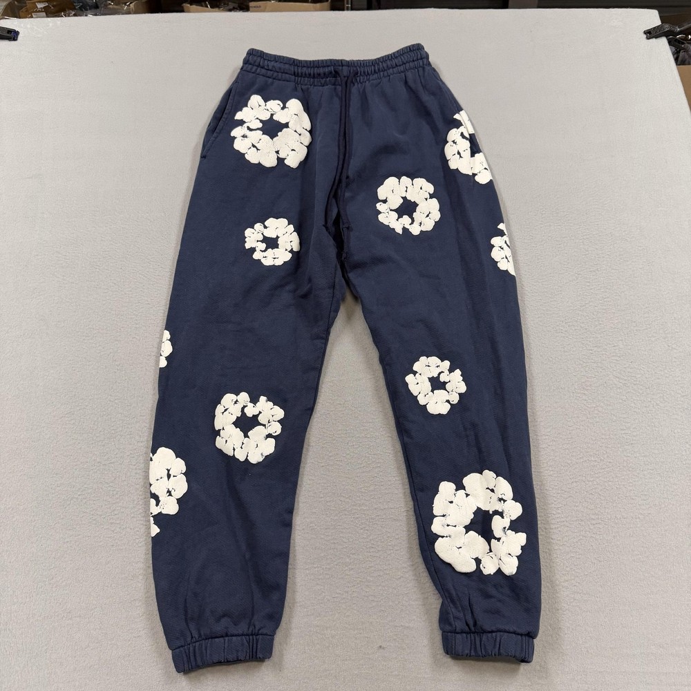 Denim Tears Sweatpants Mens Small Blue Floral Graphic Elastic Waist Portugal