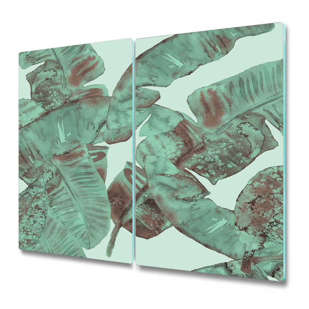 Glass Chopping Board Botanical Bohemian tropical abstract leaves vintage style