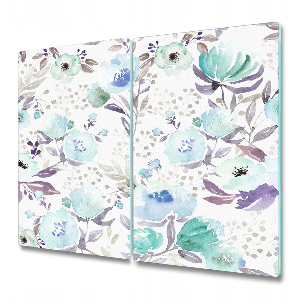 Glass Kitchen Chopping Board Pale Garden Flowers | Vintage Floral Art | 2x30x52