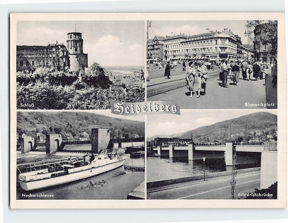 Postcard Views of Castle  Bismarckplatz Neckar Lock & Old Bridge At  Germany