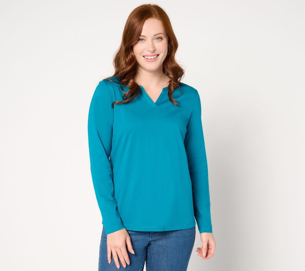 SUNNYLiFE Women's Top Plus Sz 1X Denim & Co. Essentials Luxe Jersey Blue A670828