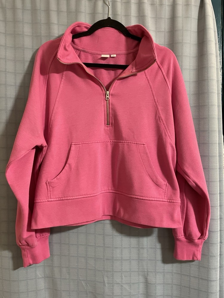 Gap Women's Pink Oversized Cropped Full Zip Hoodie Size Large