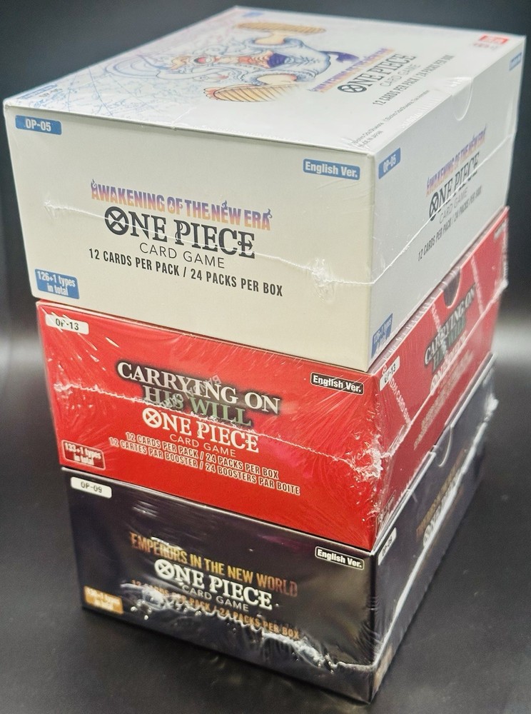 x3 One Piece TCG Booster Box OP-05, OP-09, OP-13 English Edition Sealed