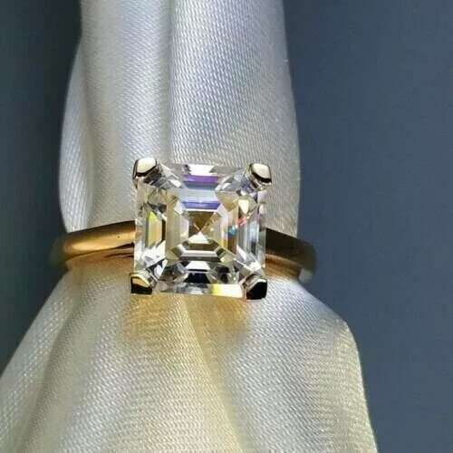 2Ct Asscher Cut Lab Diamond Engagement Ring in 14k Yellow Gold