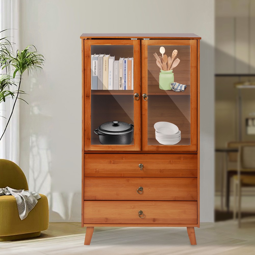 Bamboo Kitchen Buffet Hutch  Storage Cupboard Cabinet Server Sideboard w/ Drawer