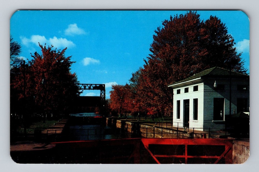 New York NY Waterloo Seneca And Cayuga Barge Canal Lock Vintage Postcard