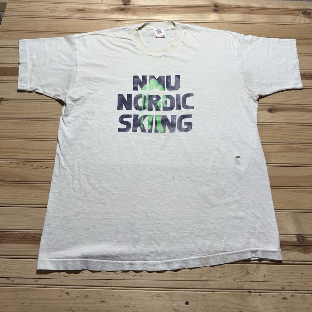 Vintage 90s NMU Nordic Ski Skiing Teams North Michigan University  Shirt Size XL