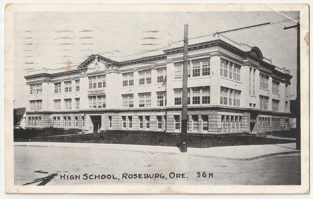 c1920s Roseburg High School Douglas County Oregon Vintage Black & White Postcard