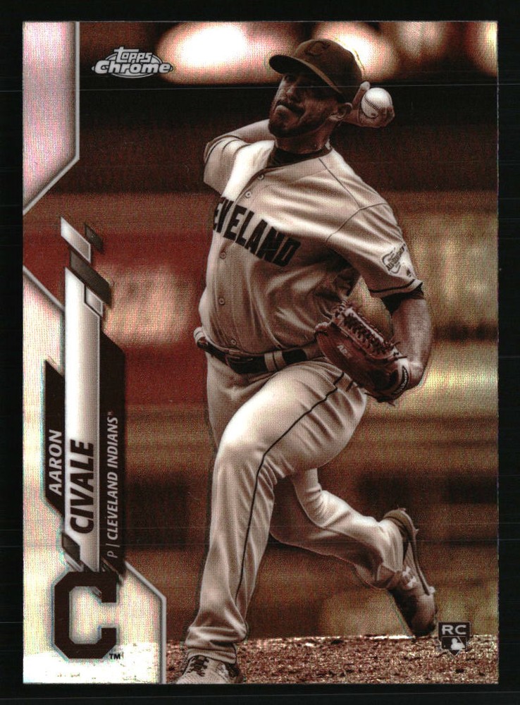 2020 Topps Chrome Aaron Civale #143 Sepia Refractor Rookie Card
