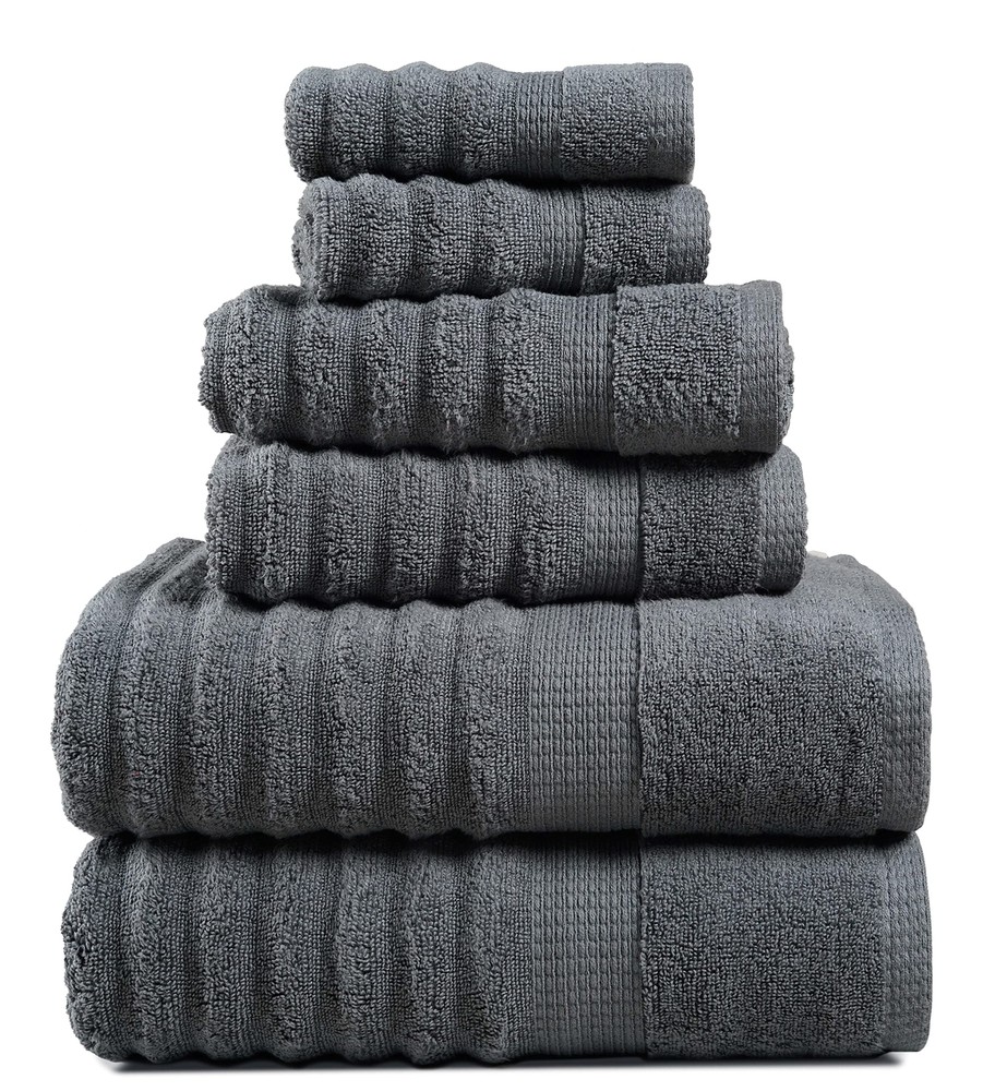 Luxury LANE LINEN 6-Piece Bath Towel Set - 2 Bath 2 Hand 2 Washcloths - Ultra Soft Cotton