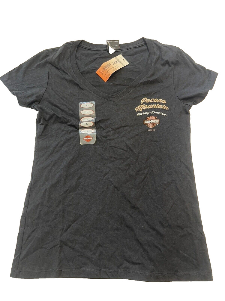 Harley-Davidson Women’s Black T-Shirt Size L Pocono NEW 344943
