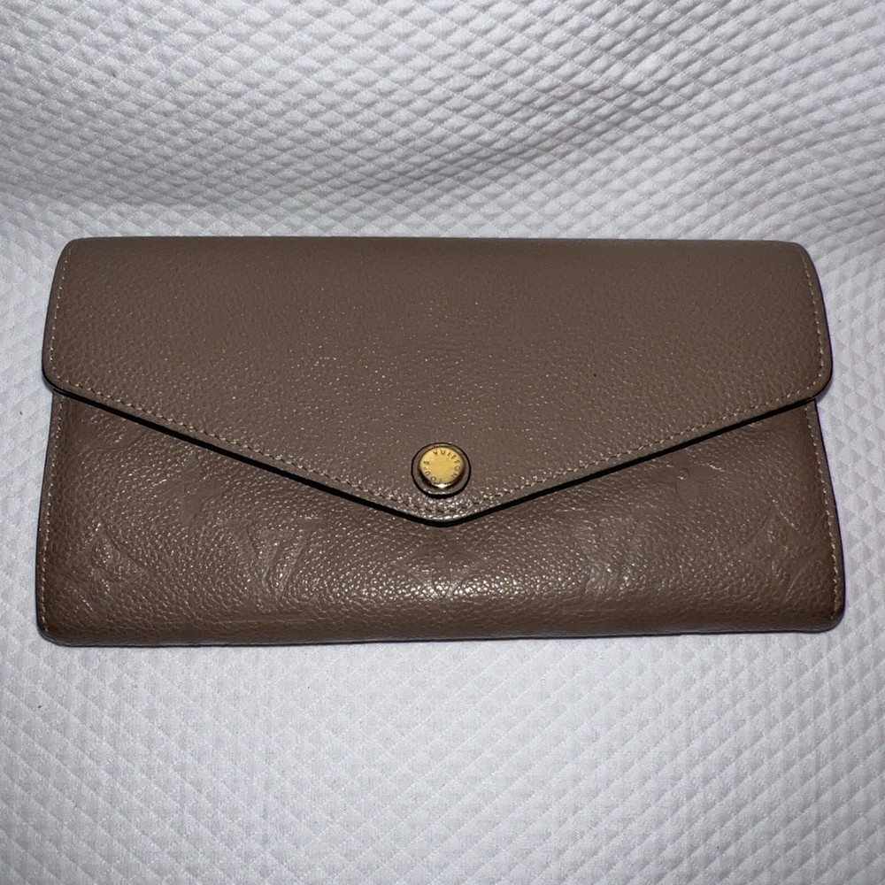 Louis Vuitton Sarah Wallet Monogram Empreinte Leather Taupe
