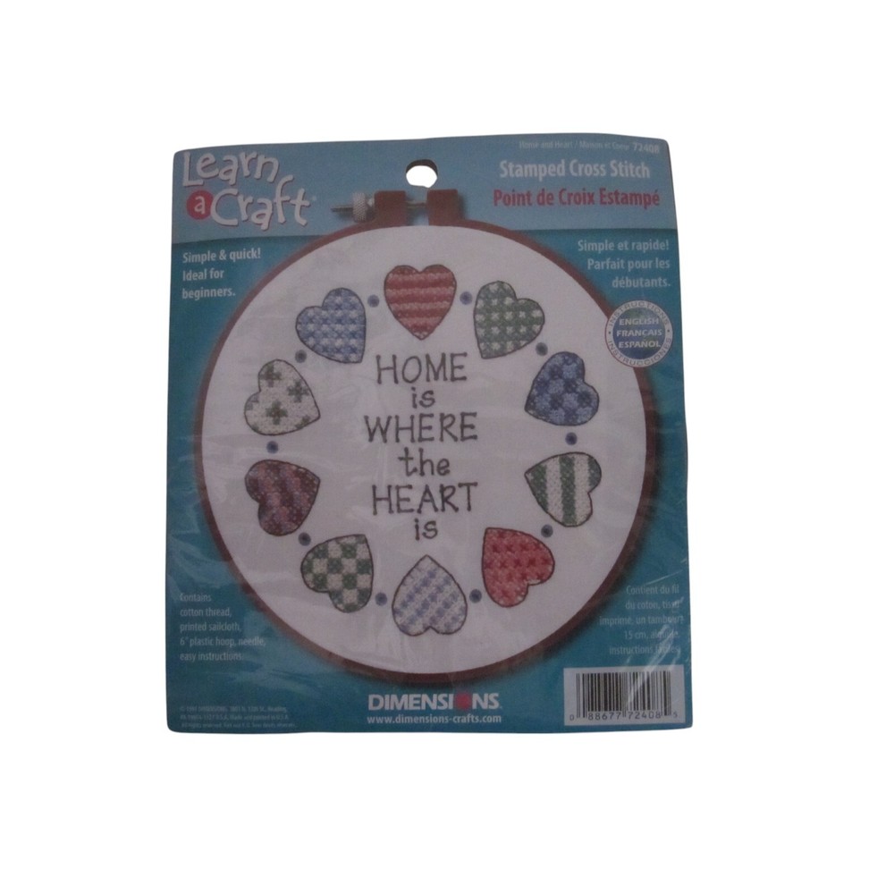 NEW DIMENSIONS Stamped Cross Stitch Kit HOME IS WHERE THE HEART IS