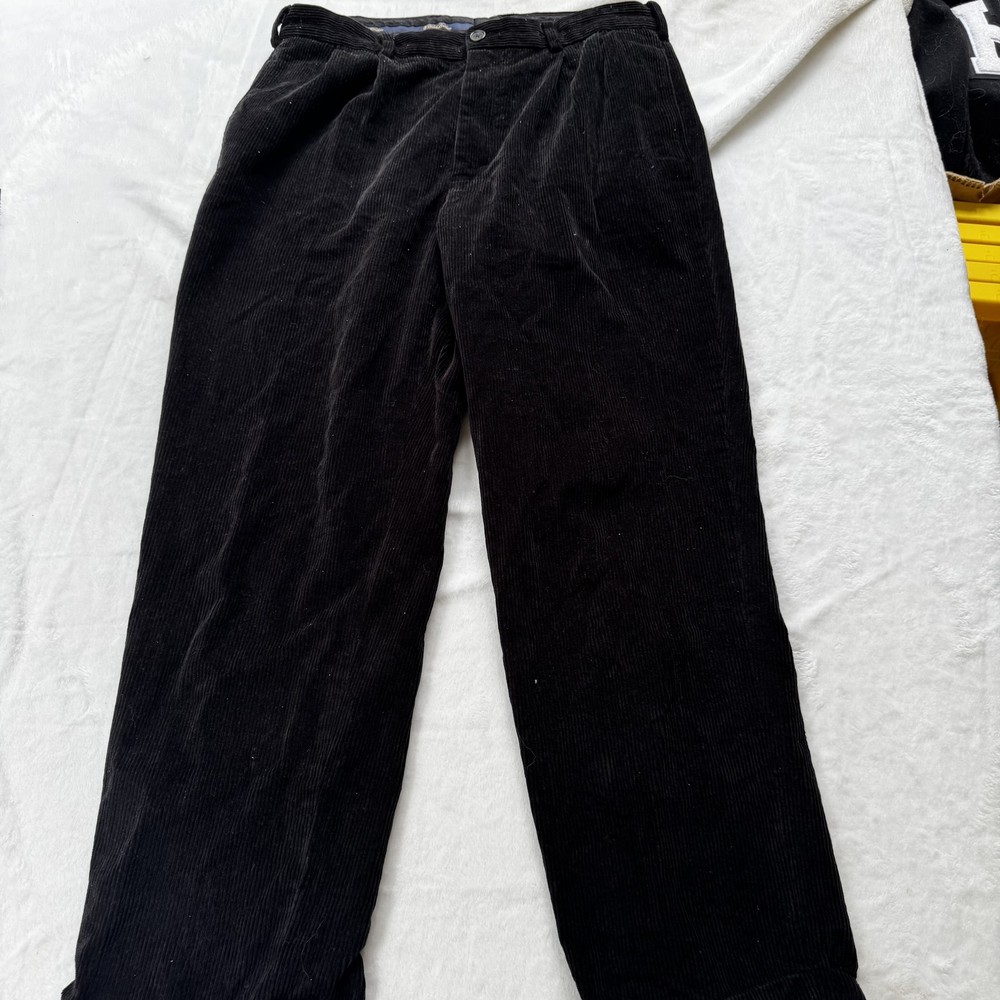 Brooks Brothers Elliot Pleated Corduroy Dress Pants for Men 35x30 Black Classic Fit
