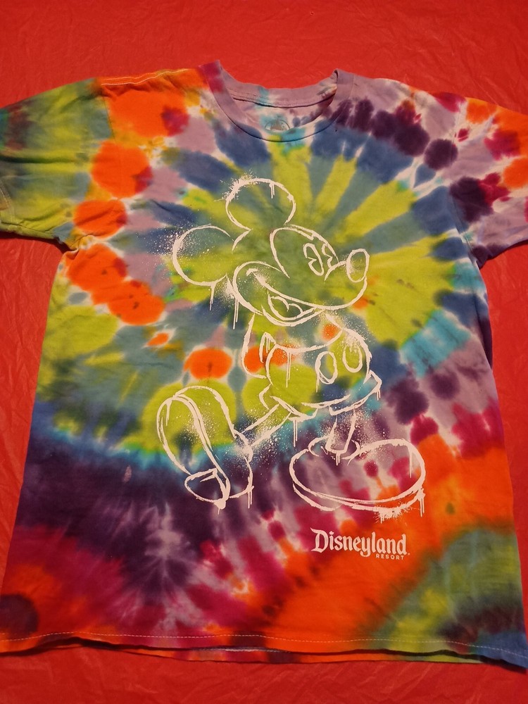Mickey Mouse Disneyland Resort Rainbow Tie Dye T Shirt Size Small