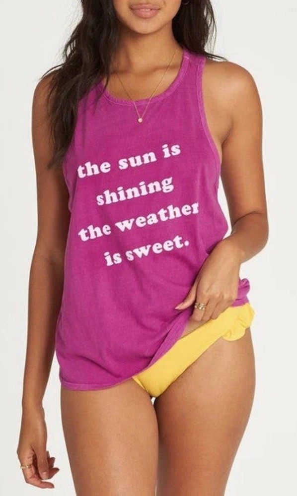 BILLABONG Tank Top Sz L “The Sun Is Shining The Weather Is Sweet