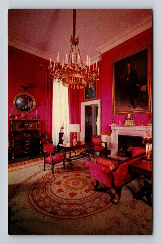 Washington DC, White House, Red Room Antique Vintage Souvenir Postcard