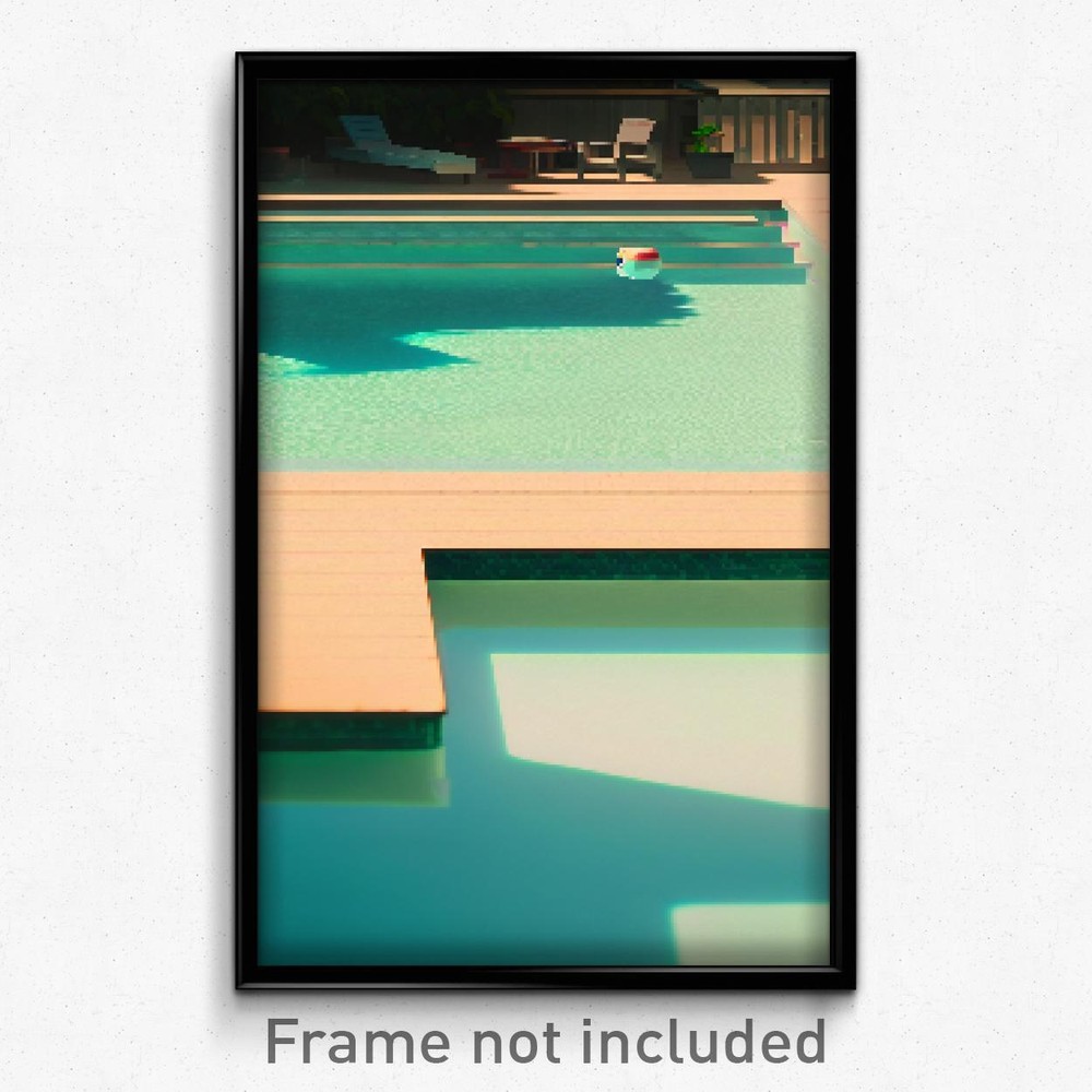8-Bit Psychedelic Pixel Art Pool Poster - Trippy Video Game Print