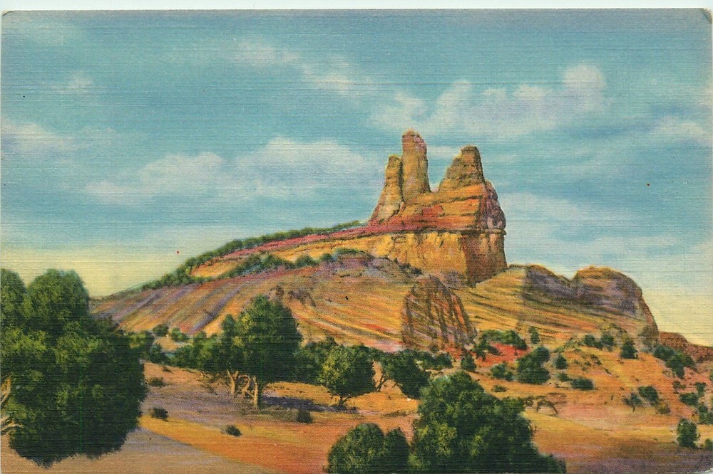 Navajo Church Rock,Near Gallup, New Mexico Vintage Postcard