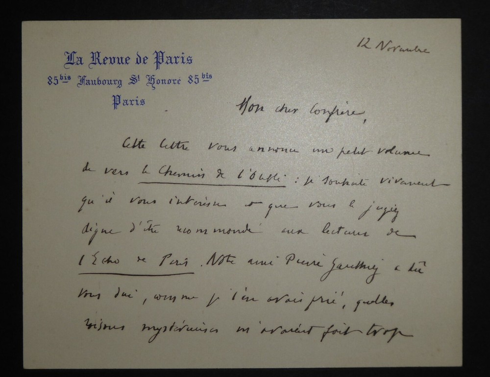 RIVOIRE André - SIGNED AUTOGRAPH LETTER, 