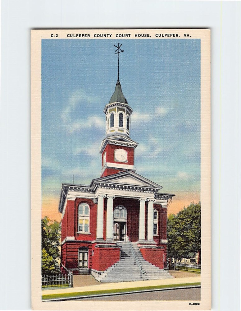 Postcard Culpeper County Court House Culpeper Virginia USA