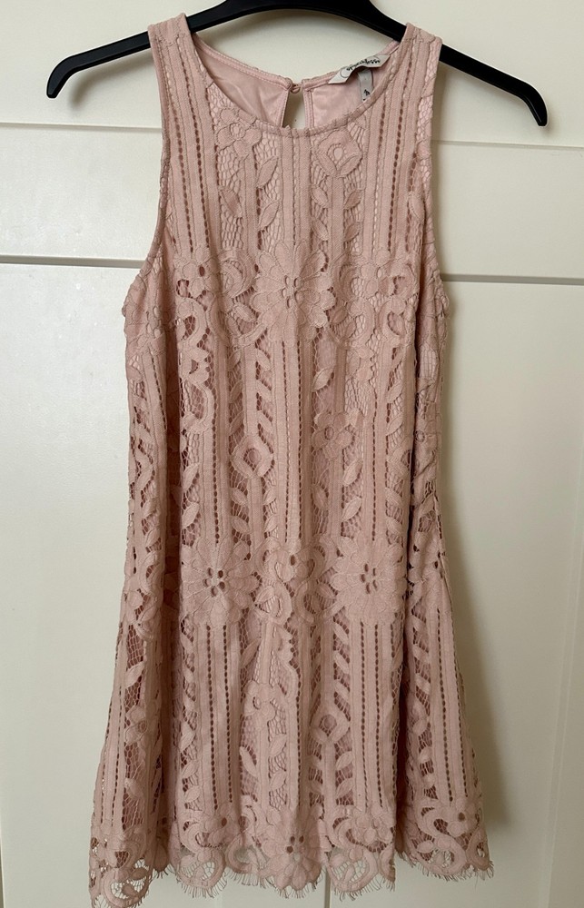 Speechless Lace Sleeveless Dress Pale Pink Women’s M Floral Crochet Lined NWT