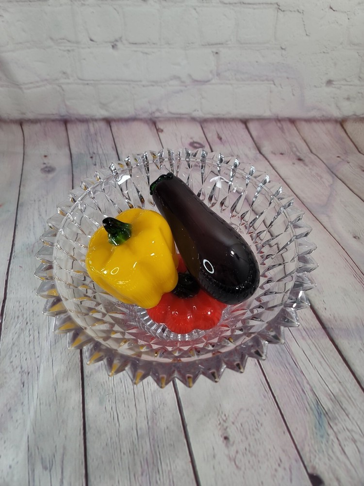 Clear Crystal Hostest Bowl Table Centerpiece Glass Vegetables Home Decor Vintage