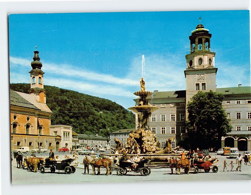 Postcard Glockenspiel Residence Square Festival City Of Salzburg Austria
