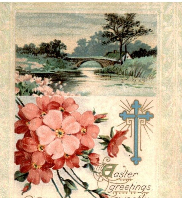 Vintage Embossed Postcard Easter Unposted Ephemera Scrapbooking