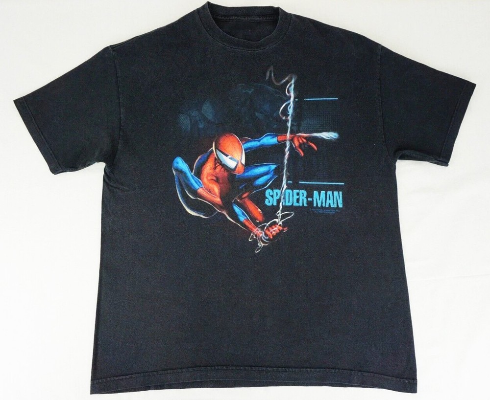 Spider-Man 2002 Movie Mad Engine Promo Black T-Shirt Size S-5XL Reprint