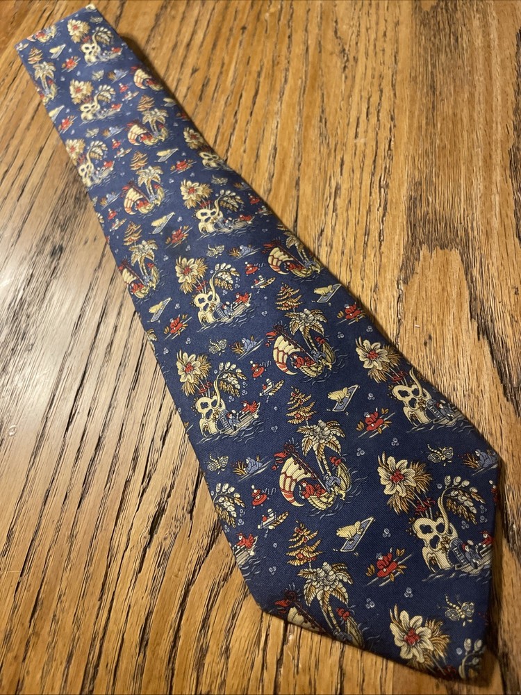 Vintage EUC Salvatore Ferragamo Silk Abstract Eastern Tie Necktie Made In Italy