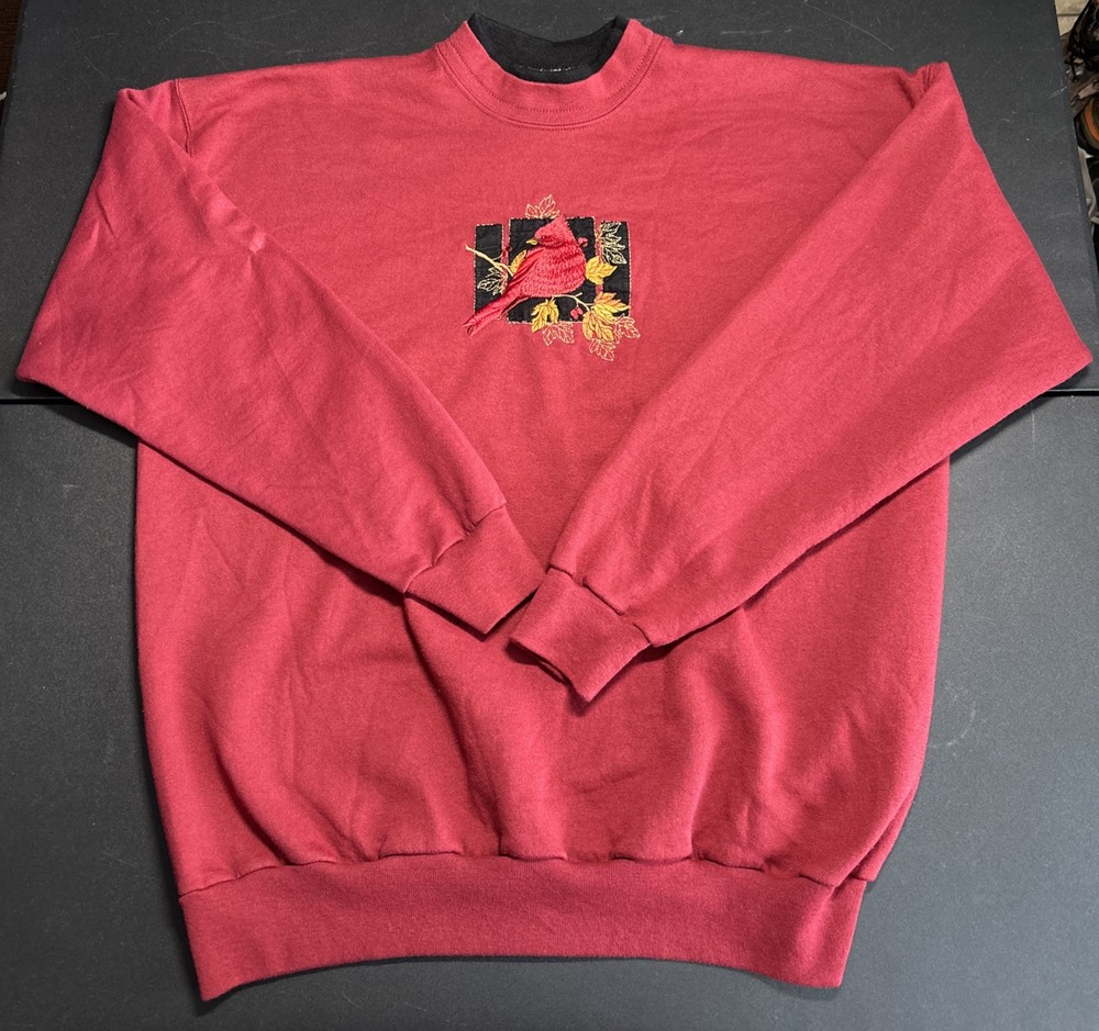 Vintage Top Stitch By Morning Sun Women's Large Teacher Sweatshirt Bird Fall