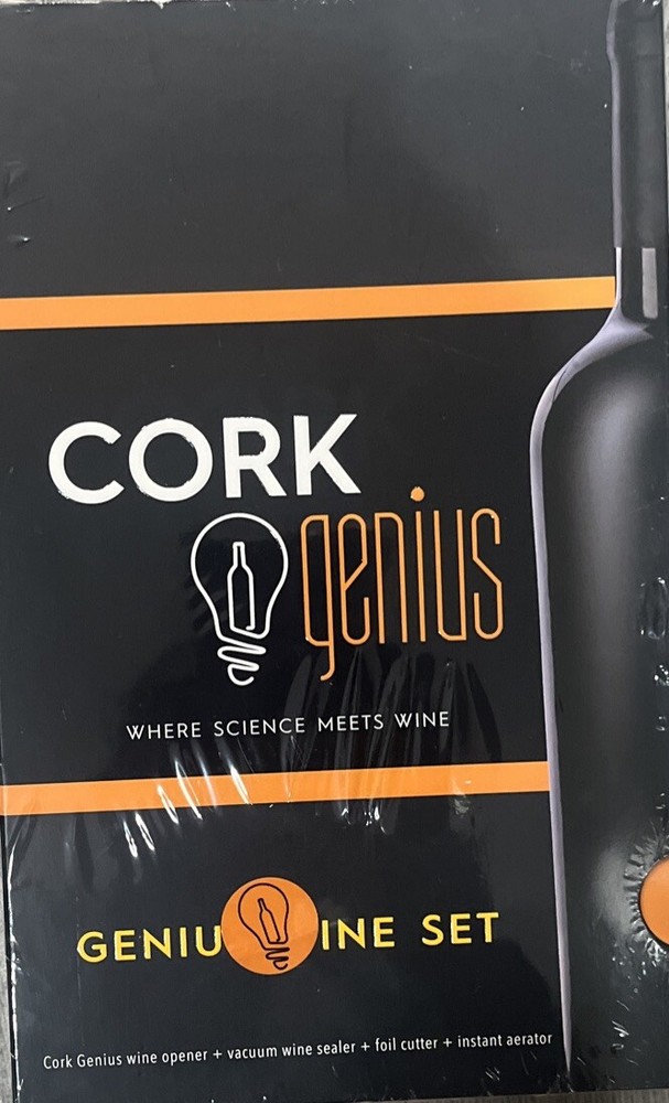 Cork Genius Wine Opener Set (4-Piece) with Wine Accessories - Includes Air Pump