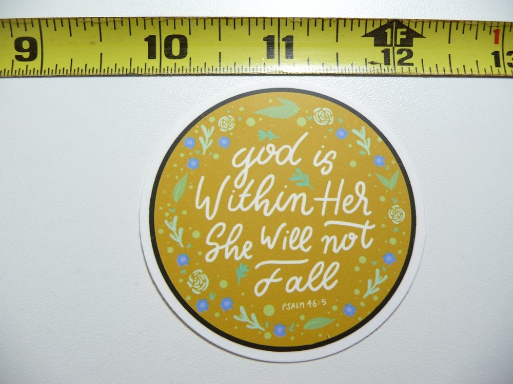 Christian Bible Verse Decal Sticker - She Will Not Fall Religious Faith Church Decor