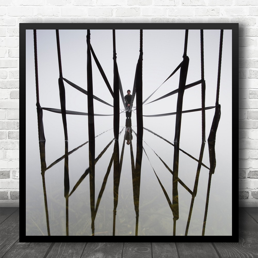 Ropes Contemporary Reflection Leg Man Figure Square Wall Art Print
