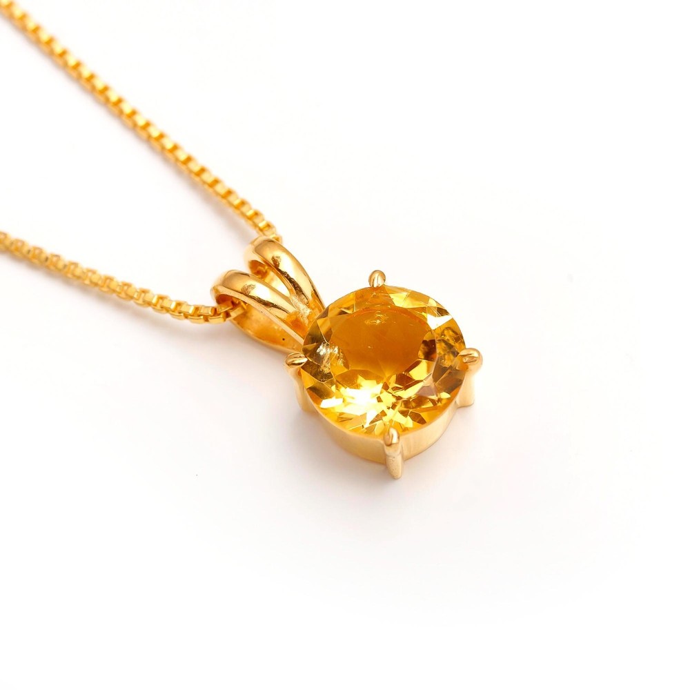 Natural Citrine Round Solid Silver Gold Fill Vintage Lover's Jewelry  