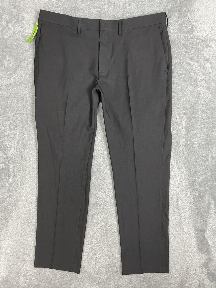 Haggar H26 Premium Stretch Dress Pants Mens 38x30 Gray Slim Fit Wrinkle Free