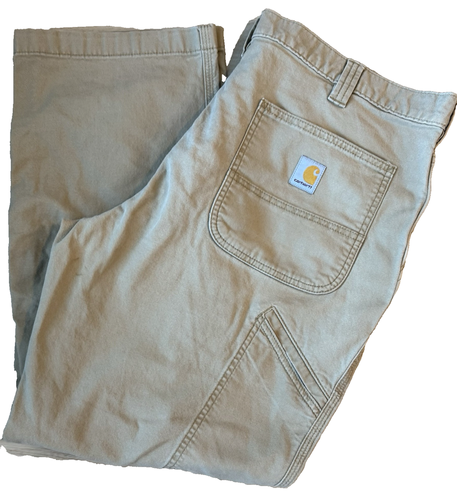 Carhartt Carpenter Pants 38x30 Khaki Pockets USA Workwear Grunge Duck Vtg