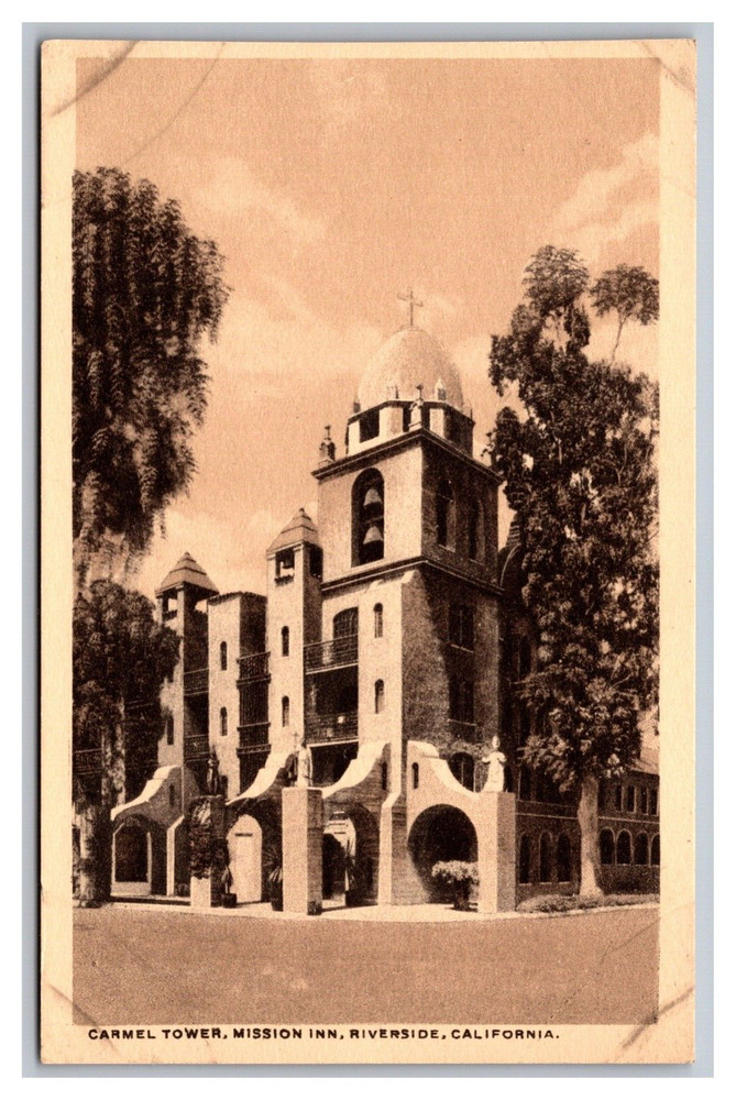 Riverside CA California Carmel Tower Mission Inn Divided Back Postcard