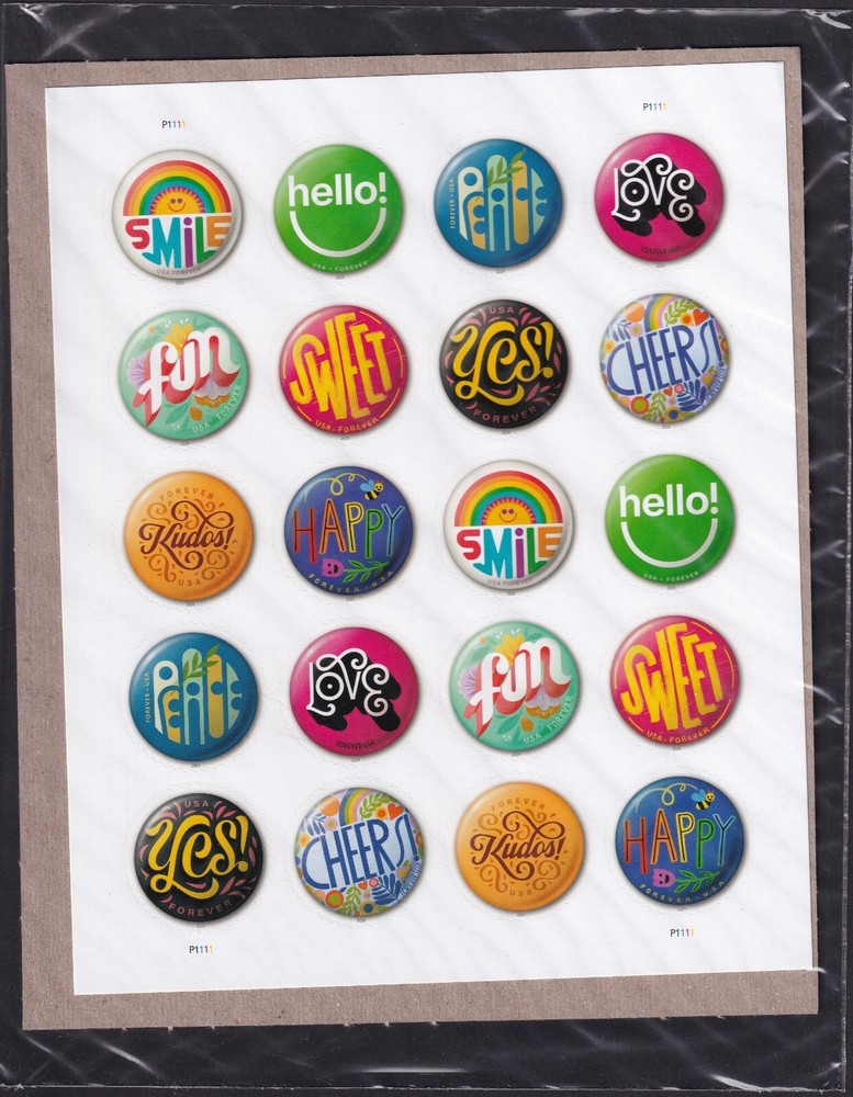 Scott #5928b (5919-28) Pinback Buttons Sheet of 20 Forever Stamps - Sealed UV