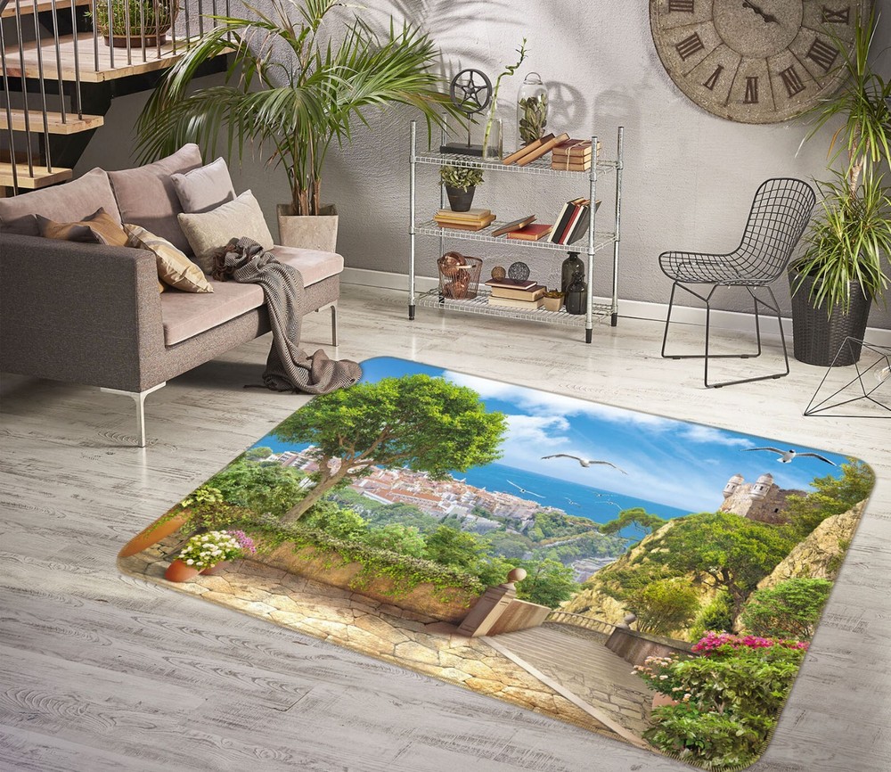 3D Coastal Landscape ZHUC570 Game Non Slip Carpet Mat Photo Carpet Amy