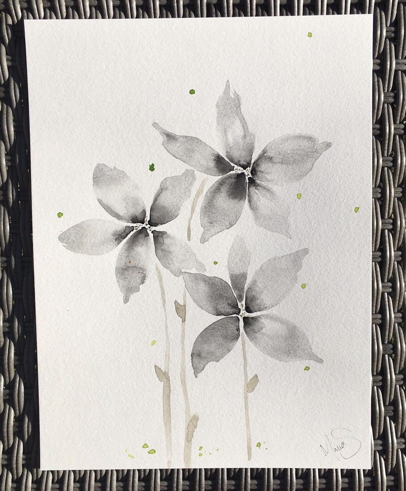 Maria Scalf Flower Floral Nature ORIGINAL PAINTING Watercolor 9x12 Expressionism