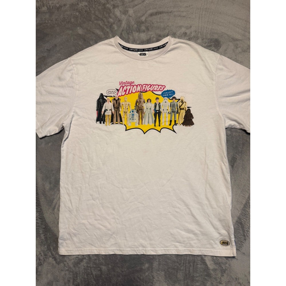 Star Wars Shirt Mens Large White Vintage Action Figure 45th Anniversary Graphic
