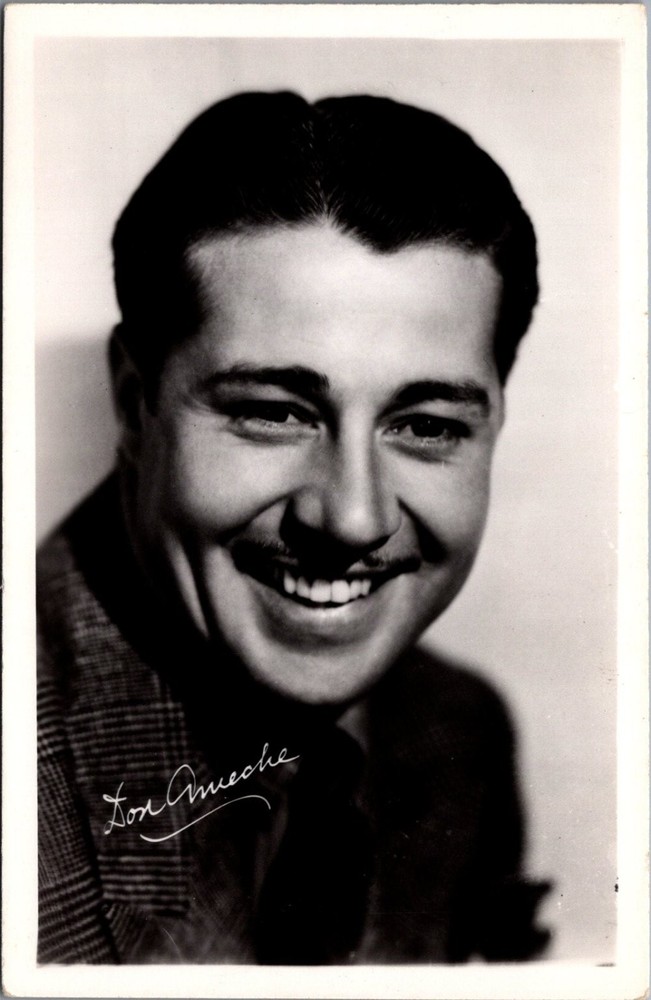 Don Ameche Autographed Signed Vintage Real Photo Postcard RPPC Actor Hollywood