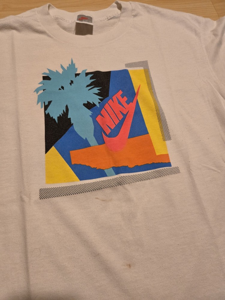 vintage 90s nike t-shirt made in usa Palm Tree Tropical Sz Large