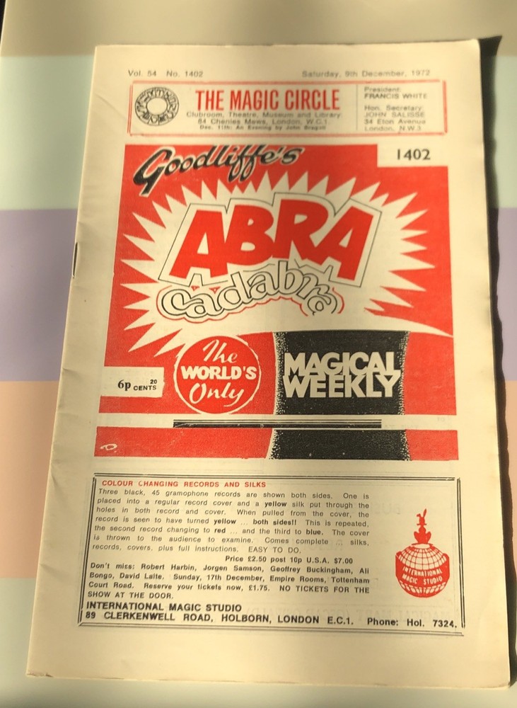 Vintage Magic / Magician Literature: Abra Cadabra # 1402 December 9, 1972.-image